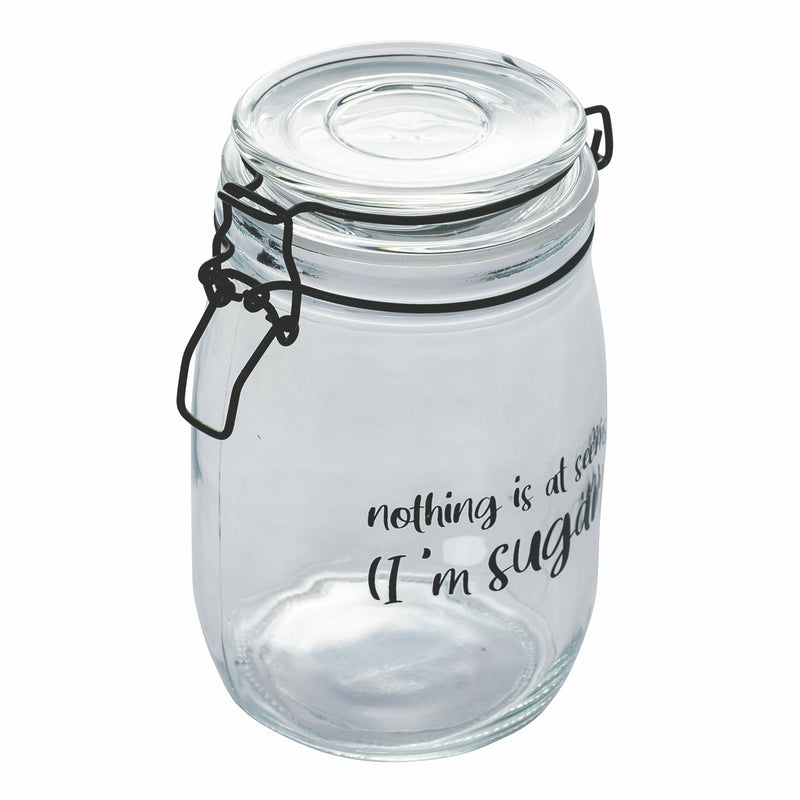 Barattolo con Scritta Ø10,8x17,3 cm in Vetro con Chiusura in Metallo VdE Tivoli 1996