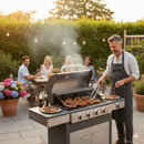 Barbecue a Gas GPL 4 Fuochi + 1 Fornello Laterale Ompagrill Indianapolis 5/B in Acciaio Inox