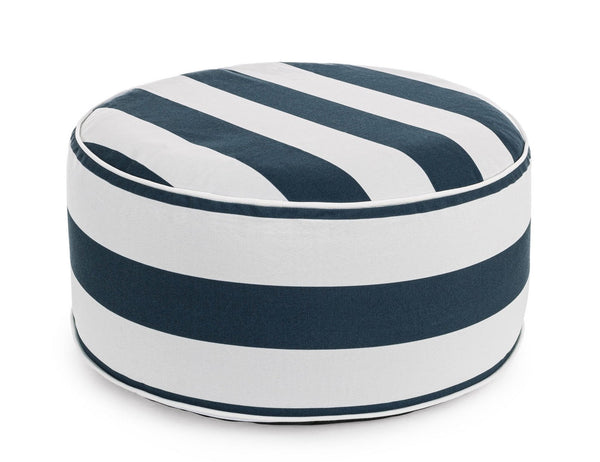 sconto Pouf Gonfiabile da Giardino Ø53x23 cm in Poliestere Righe Bianco-Blu
