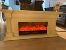 Camino Elettrico da Pavimento 70x180x33 cm Effetto Fiamma 1500W Frankfurt Long Bianco