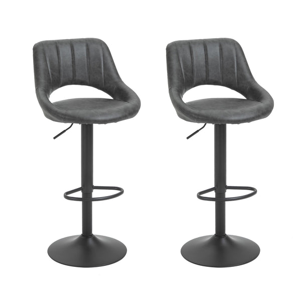 prezzo Set mit 2 gepolsterten Barhockern 44 x 49 x 90-110 cm in grauem Kunstleder