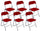 Set mit 6 Klappstühlen 45 x 45 x 80 cm in rotem Stoff