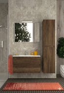 Mobile da Bagno Sospeso con Lavabo 60 cm e Specchio Urano Light Noce Scuro      