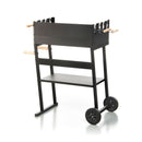 Barbecue a Carbonella 83x49x90 cm 2 Griglie di Cottura e Struttura con Ruote in Acciaio Nero      