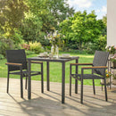 Set 2 Sedie Giardino Impilabili 56x55x85 cm con Seduta e Schienale Imbottiti in Alluminio e Texteline Grigio Scuro      