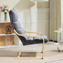 Poltrona a Dondolo Moderna 67x83x105 cm Cuscini Effetto Velluto Struttura in Legno Grigio  