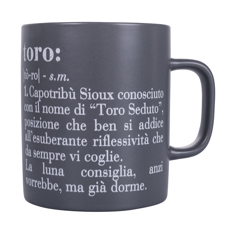 Tazza Zodiaco "toro" Ø8x10 cm in Bone China VdE Tivoli 1996 Grigio Scuro