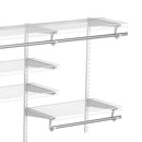 Organizer in Acciaio da Parete 249,4x38,8x162 cm 9 Ripiani Regolabili e 5 Aste per Appendere in Acciaio Bianco