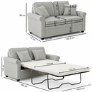 Divano Letto a 2 Posti 142,5x77x86 cm con Cuscino Memory Ergonomico e Apertura Facile in Tessuto Grigio