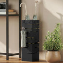 Portaombrelli Moderno 15,5x15,5x49 cm con Raccogligocce e Ganci in Metallo Nero      