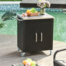 Carrello da Cucina Piano in Acciaio Inox 86x50x86.5 cm Armadietto con Struttura in Metallo Nero   