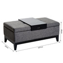 Cassapanca Imbottita con Vano Portaoggetti e Vassoio Grigio 107x50x44 cm 