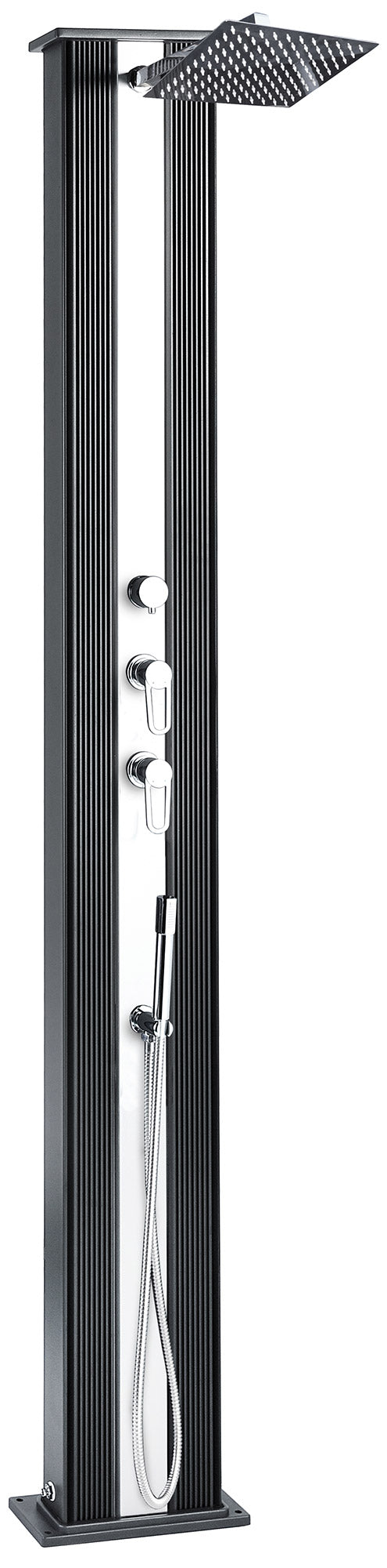 sconto Hybrid Solar Gartendusche 40L Anthrazit/Aluminium Armatur und Fußwascher