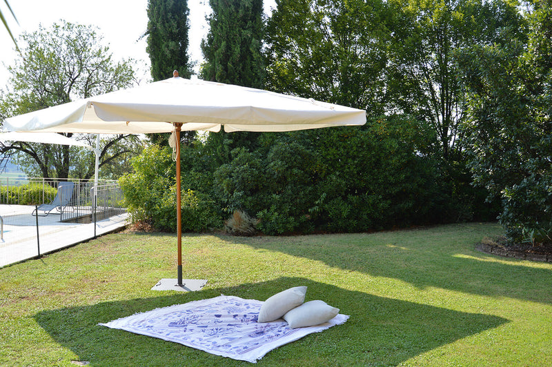 Ombrellone da Giardino 3x3 m Palo Ø60 mm in Legno Telo in Acrilico con Balza Danieli Bangkok Ecrù