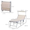 Lettino Prendisole Pieghevole da Giardino in Alluminio e Textilene Beige