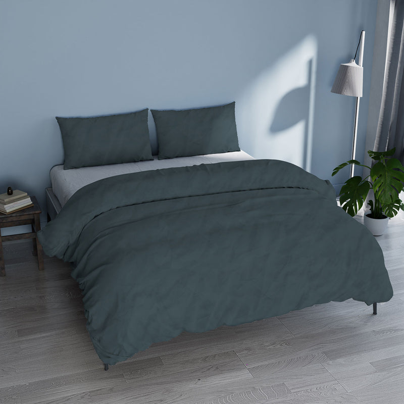 Copripiumino con Sacco e Federe Linea Water Washed Salvia