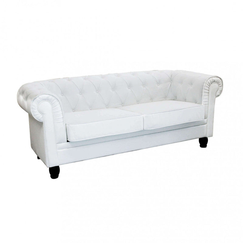 Divano 3  Posti Chesterfield 197x74x82 h cm in Similpelle Bianco