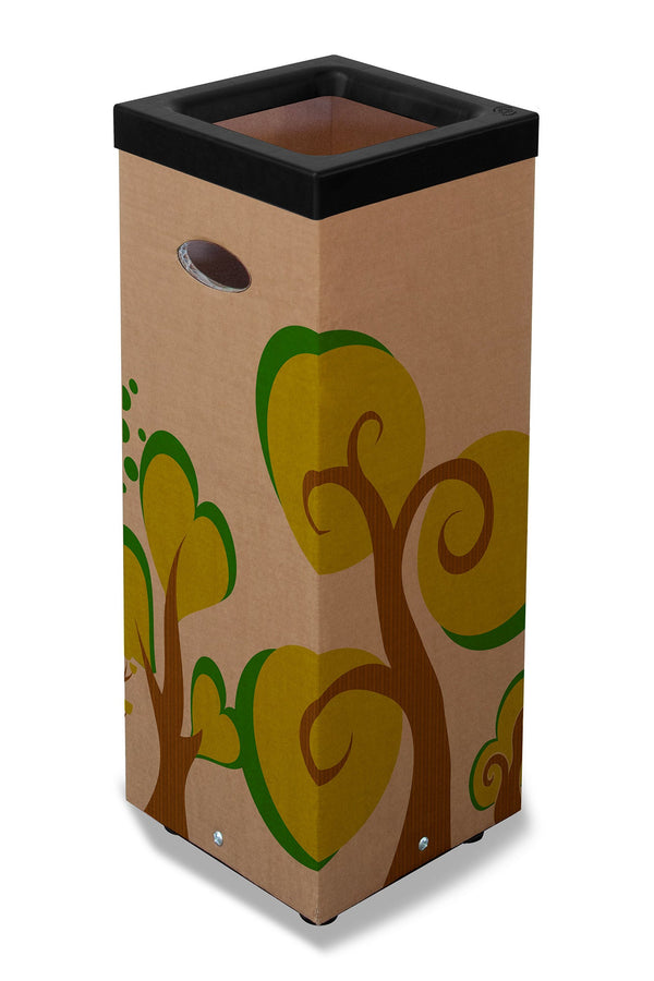 acquista Pattumiera Per Raccolta Rifiuti 28x28xh70 cm in Cartone Con Stampa Grafica G2 Beige