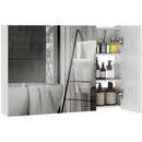 Specchio da Bagno Pensile a 3 Ante  90x13,5x60 cm Rivestimento in Melamina Bianco  