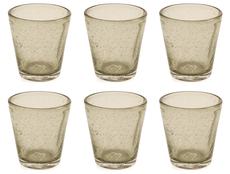 Set 6 Bicchieri Ø9x10 cm in Vetro Soffiato Villa d'Este Home Tivoli Cancun Grigi