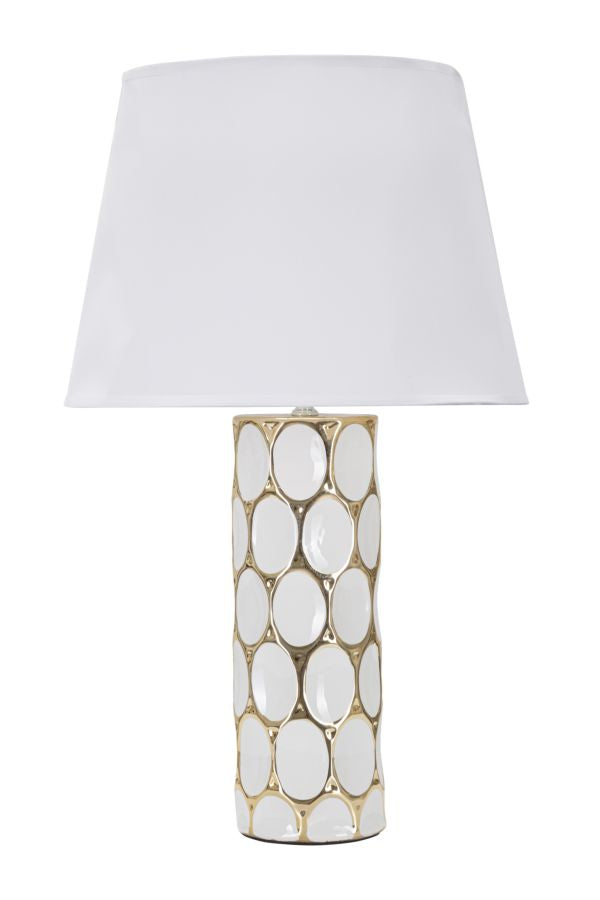 sconto Lampada da Tavolo Glam Carv 34,5x56x34,5 cm in Ceramica Bianco/Oro