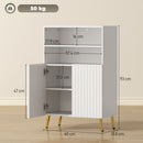 Mobiletto Bagno Moderno 60x31,8x93 cm con 2 Ripiani Aperti e Armadietto con Ante Ammortizzate in MDF Bianco      