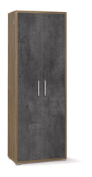 Armadio 2 Ante 71x199x41 cm Noce Stelvio/Ossido Nero