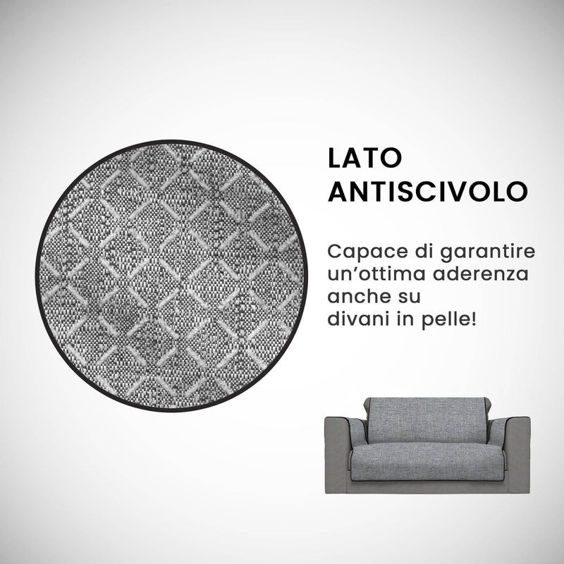 Copridivano con Copri Braccioli in Poliestere Grigio Scuro Varie Misure