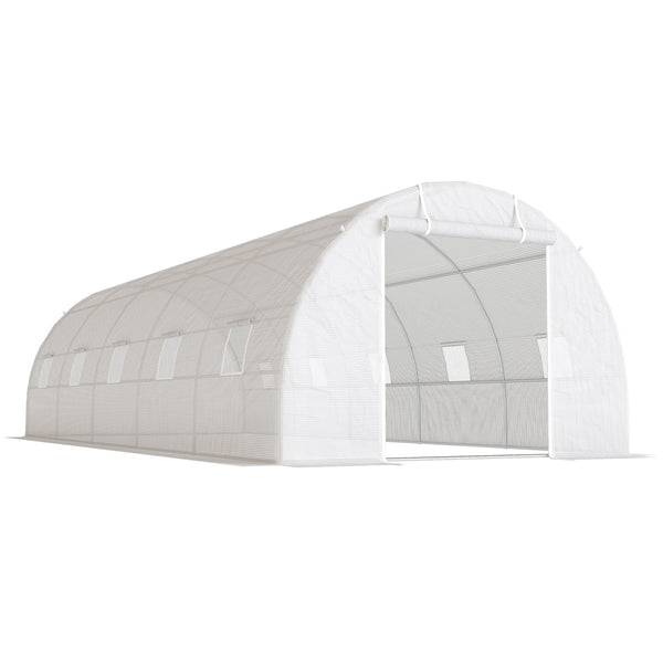 Serra a Tunnel 8x3x2 m con Rivestimento in Plastica e Acciaio Rinforzato Bianco sconto