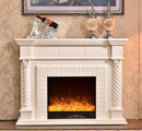 Camino Elettrico da Pavimento 116x150x33 cm Effetto Fiamma 1500W Frankfurt Bianco