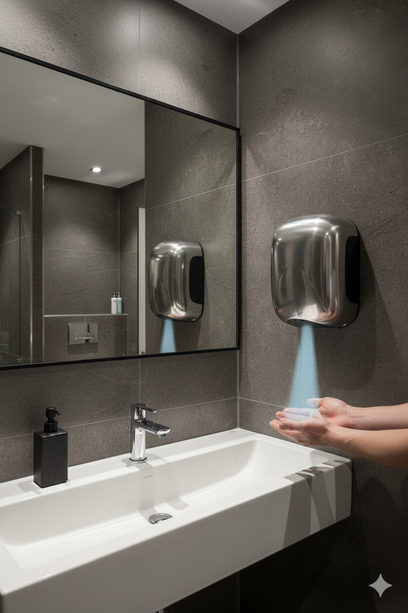 Asciugamani Elettrico con Fotocellula 900W Vama Smart Jet Mini SF Cromo Satinato