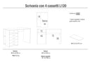 Scrivania da Ufficio 4 Cassetti 120x76x55 cm Bianco Fiammato