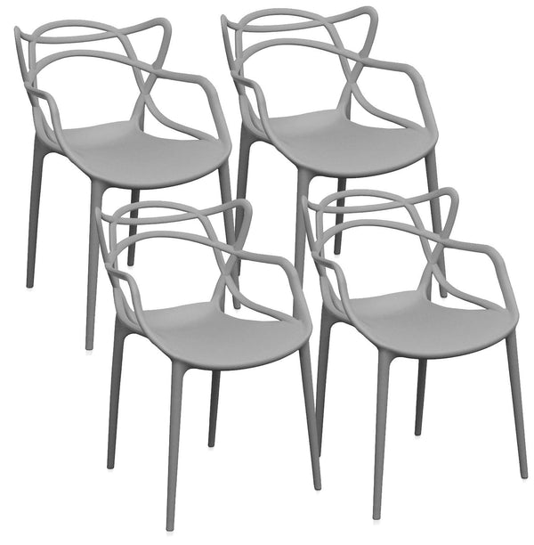 online Set mit 4 grauen Sveva-Stühlen aus Polypropylen, 55 x 54 x 82 cm
