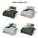 Copripiumino Matrimoniale con Sacco e Federe Double Face Verde Oliva/Grigio Chiaro