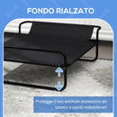 Lettino Brandina per Cani Piccoli e Medi 91x69x29 cm Rialzato con Poggiatesta da Esterno in Tessuto a Rete Nero      