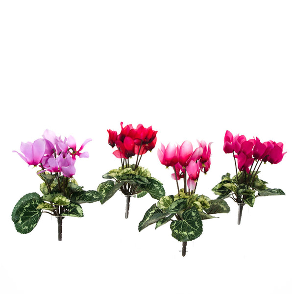acquista Set 24 künstliche Mini-Cyclamen, bestehend aus 7 Blumen, Höhe 18 cm, mehrfarbig