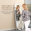 Specchio a Figura Intera da Terra 40x41x159 cm con Supporto Pieghevole in Vetro e Metallo Bianco  