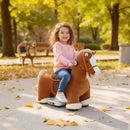 Cavallo Elettrico per Bambini 74x34x51 cm con Pedali Rotelle e Suoni in Peluche e Metallo Marrone      