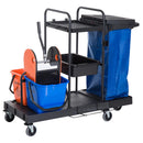 Carrello Pulizie Professionale Multiuso con 2 Secchi Capacità 18L e Ruote Blu 