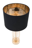 Lampada da Tavolo Glam Towy Ø25x51 cm in Ferro e Tessuto Nero e Oro
