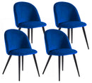 Set 4 Sedie Imbottite 49x52x79 cm in Velluto Blu e Nero