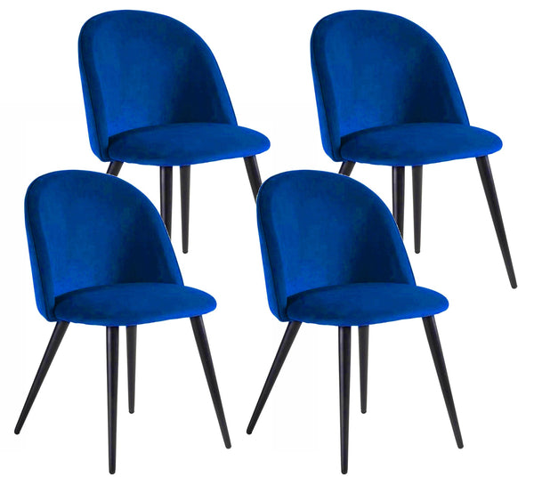 acquista Set mit 4 gepolsterten Stühlen 49 x 52 x 79 cm in blauem und schwarzem Samt