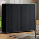 Armadio Salvaspazio 212x45x167 cm con 5 Aste 5 Ripiani 6 Tasche Laterali Ante Antipolvere con Zip in Tessuto Nero      