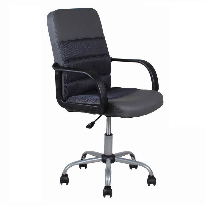 Sedia Poltrona Direzionale da Ufficio in Similpelle e Tessuto Vandi Grigio