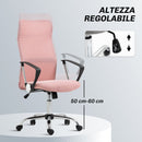 Sedia Ergonomica da Ufficio Girevole 63x65x109-119 cm con Schienale a Rete Rosa   