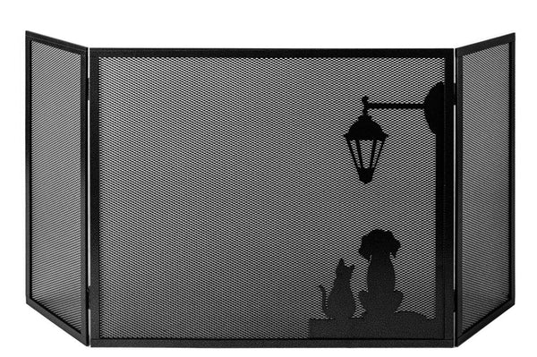 Parascintille per Camino 3 Ante 20+60+20 H50 in Ferro Verniciato Grigio Martellato acquista