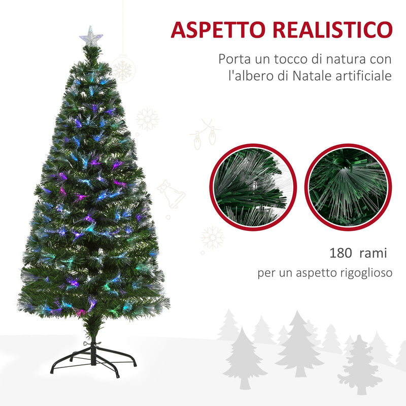 Albero di Natale Artificiale 150 cm in Fibra Ottica Foltissimo con 180 LED 