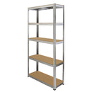 Set 5 Scaffali Senza Bulloni 90 cm 4 Lineari 1 Angolare in Acciaio 
