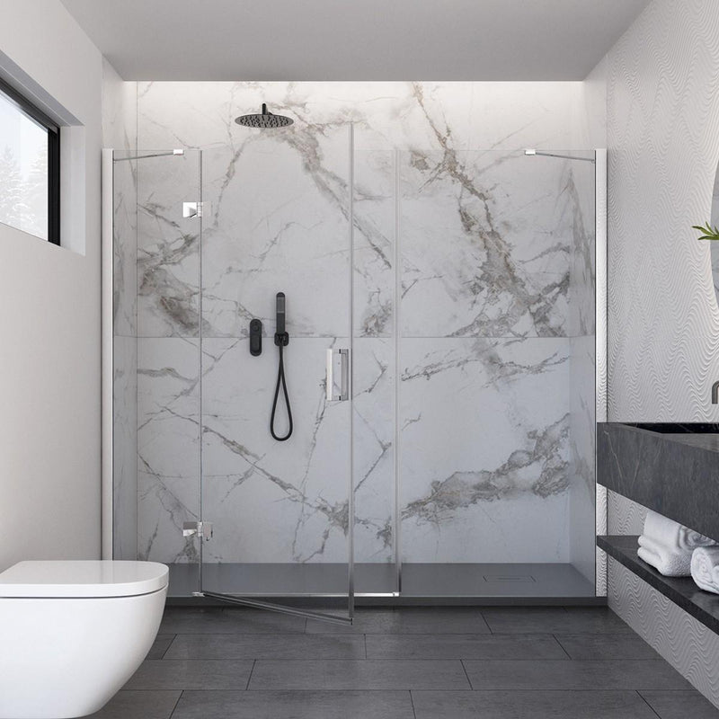 Porta Parete Doccia 1 Anta Battente in Cristallo Trasparente 8mm H195 Bonussi Leonie Varie Misure