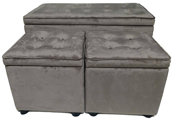 Truhen-Set und 2 Puffs aus Motti Dalia Kai Tortora-Samtstoff acquista